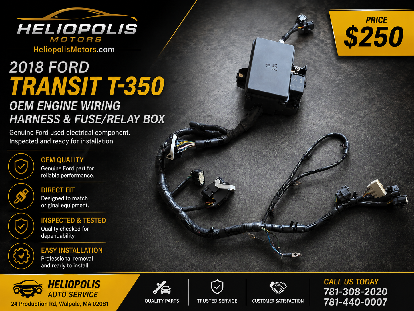 2018 Ford Transit T-350 OEM engine wiring harness and fuse relay box